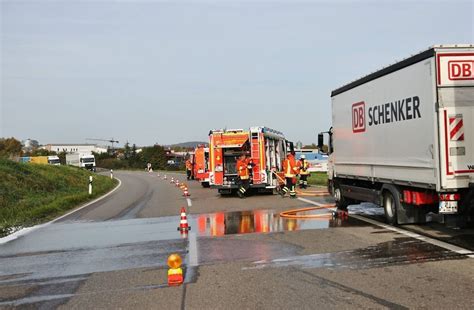 Brennender LKW auf B14 bei Backnang Vollsperrung sorgt für langen Stau