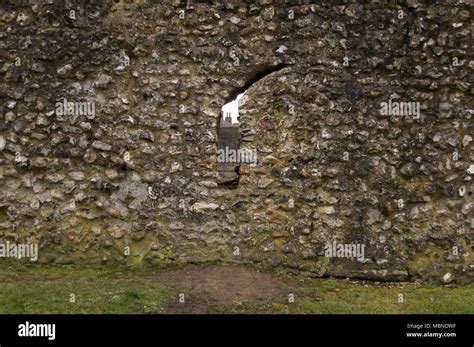 Arrow Slit In A Wall At Berkhamsted Castle Hertfordshire Stock Photo