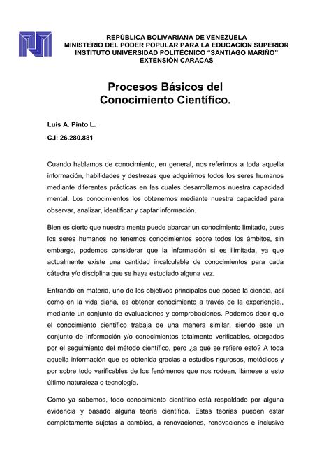 Procesos Basicos Del Conocimiento Cientificoluis Pintopdf