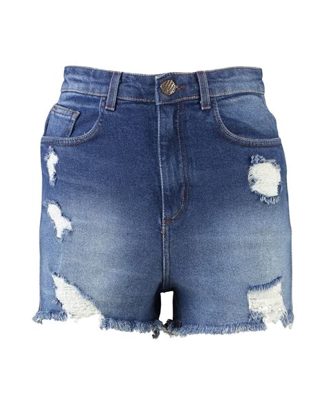 Riachuelo Short Jeans Feminino LYCRA Hot Pants Ripped Denim