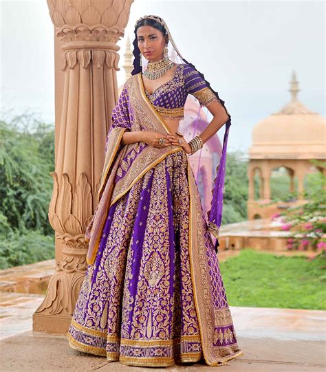 Purple Banarsi Bridal Lehenga Set Tifara