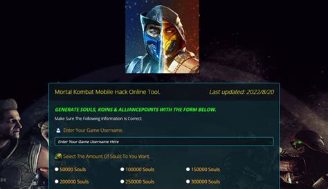 Mortal Kombat Mobile Unlimited Souls And Coins Generator