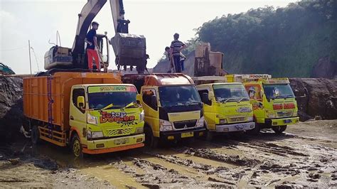 Proses Bongkar Muat Mobil Truck Canter Isuzu Nmr Dumptruk Dan Excavator