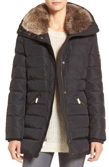 Main Image Michael Michael Kors Down And Feather Hooded Coat With Faux Fur Trim Hooded Coat