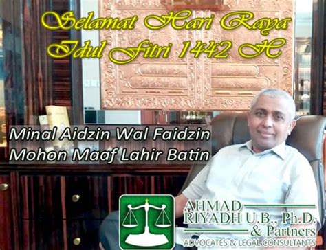 Ahmad Riyadh Ph D Mengucapkan Selamat Idul Fitri 1442 H PETISI CO