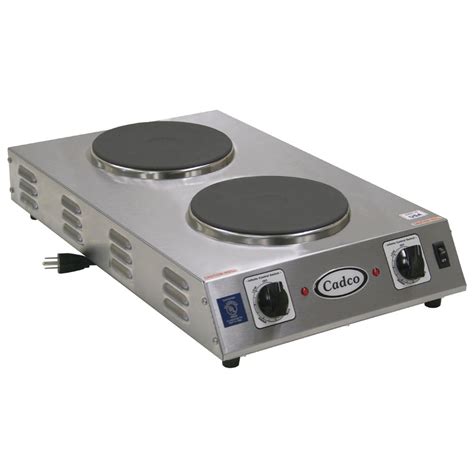 Cadco CDR CFB Stainless Steel Portable Hot Plate With Double Cast Iron Elements L X