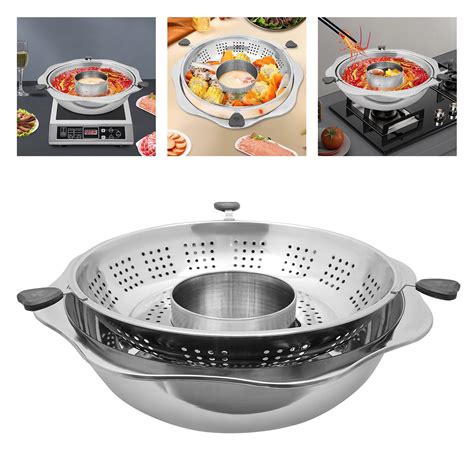 Hot Pot Lifting Two Grid Yin Yang Stainless Steel Fondue Chafing Dishes Divider Hot Pot