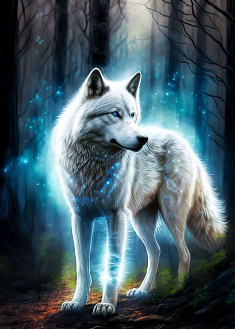 'Ghost Wolf' Poster, picture, metal print, paint by Chloe Connelly | Displate | Mosaic art, Wolf ...