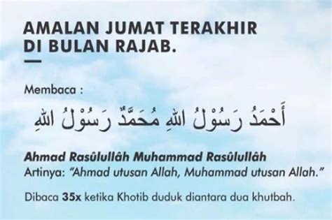 Amalan Jumat Terakhir Di Bulan Rajab Dan Fadilahnya