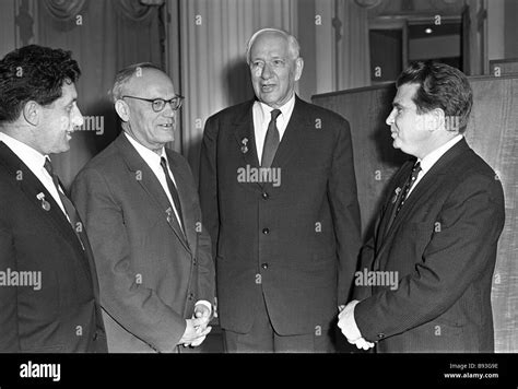 Lenin prize winners left to right sculptor Lev Kerbel poet Petrus Brovka writer Korney Chukovsky ...