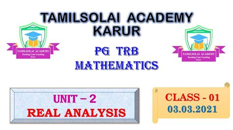 Pg Trb Maths Unit Real Analysis Demo Class Video Online Class