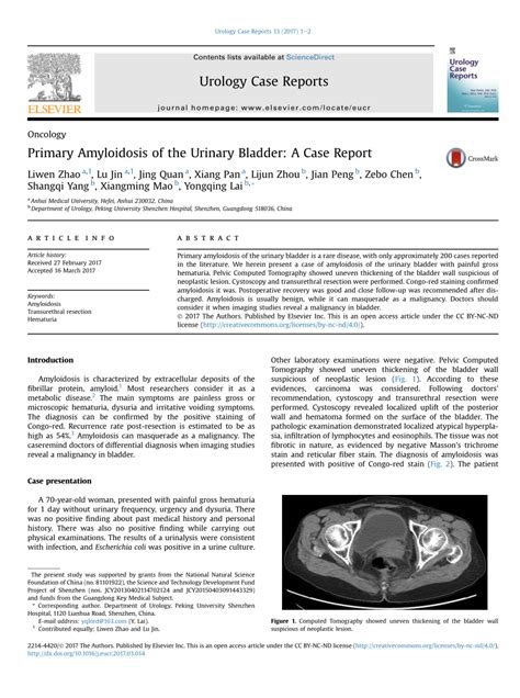 Pdf Primary Amyloidosis Of The Urinary Bladder A Case Report