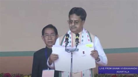 Dr Manik Saha Takes Oath As Tripura Cm For The 2nd Time 8 Ministers Sworn In Latest News