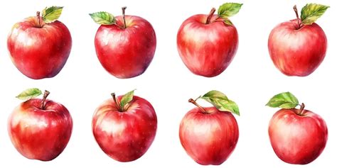 Acuarela Y Clipart De Manzana Vector Premium