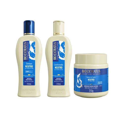 Kit Neutro Perolado Brilho Natural Bio Extratus 3 Produtos SH CD BC250