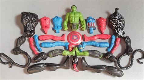 Merakit Mainan Captain America Action Figure Vs Spider Man Hulk Smash