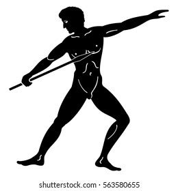 Greek Style Drawing Naked Men Throwing Stock Vector Royalty Free Shutterstock