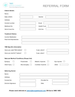 Fillable Online Referral Form Template 1 0 Fillable PDF Version Docx