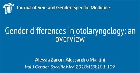 Gender Differences In Otolaryngology An Overview Journal Of Sex And