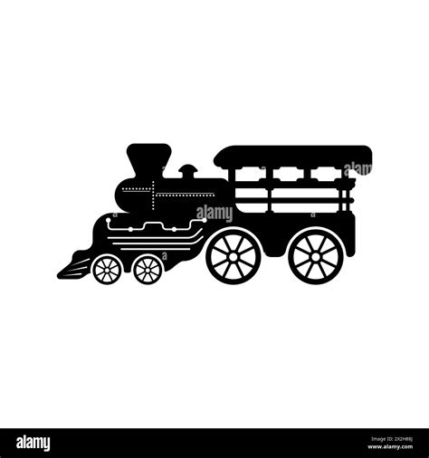 Vintage Steam Train Vector Railroad Icon Logo First Train Black Icon