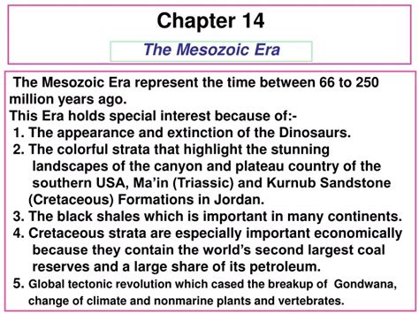 Ppt Chapter 14 The Mesozoic Era Powerpoint Presentation Free