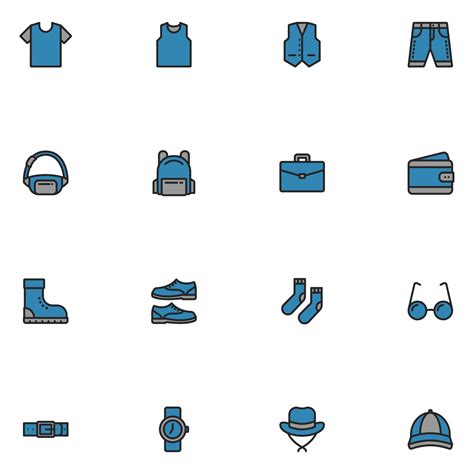 Set of Men Fashion Filled Color Icon 12700805 Vector Art at Vecteezy