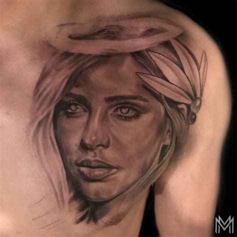 Black And Gray Woman Portrait Tattoo By Matt Morrison Tattoonow