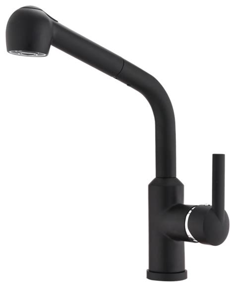 Givingtree Brass Single Handle Pull Out Kitchen Faucet Matte Black Contemporary Kitchen