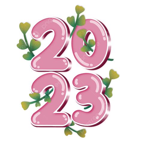 2023 Ano Fofo Folhas Rosa PNG 2023 Calendário Bonitinho Imagem