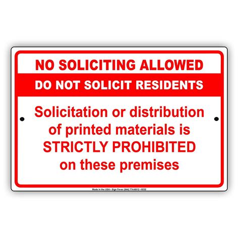 No Soliciting Allowed Solicitation Or Distribution Of Printed Material ...