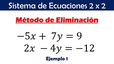 Sistema De Ecuaciones Lineales 2x2 Por Método De Eliminación Paso A Paso Ejemplo 1 Youtube