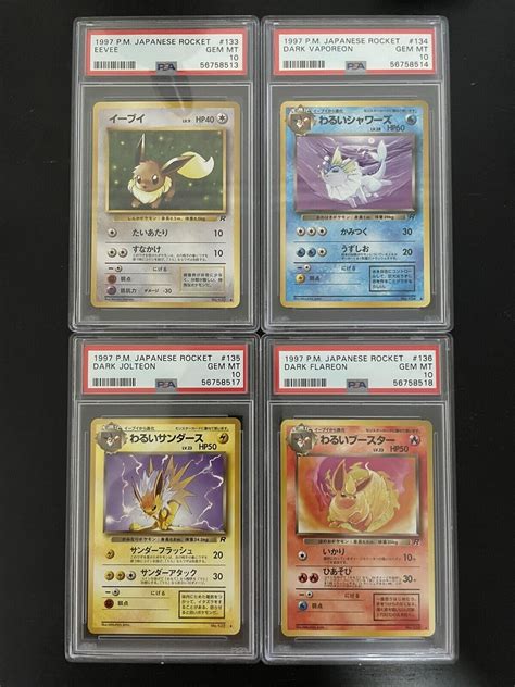 Mavin Psa Set Dark Flareon Jolteon Vaporeon Eevee Team Rocket