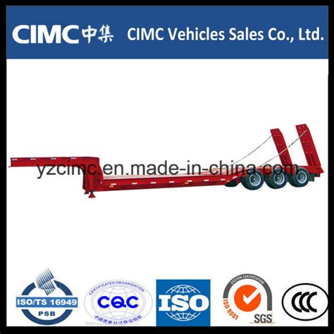 Cimc 3 Axle 50ton Low Bed Semi Trailer For Bulldozer Transportation