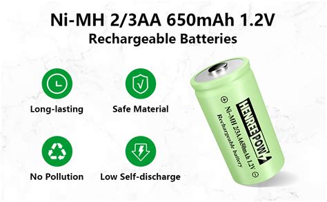 Henreepow 2 3aa 1 2v Ni Mh Rechargeable Battery 650mah High Capacity Button Top Battery 1 2v