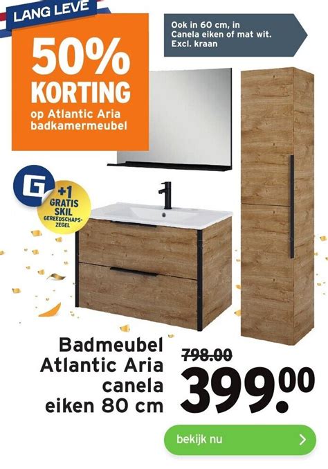 Badmeubel Atlantic Aria Canela Eiken 80 Cm Aanbieding Bij GAMMA