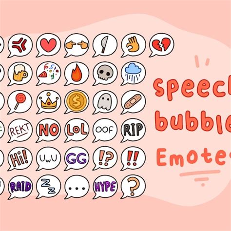 37 Speech Bubble Emotes Text Icons Twitch Discord Etsy Norway