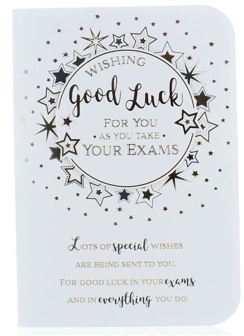 good luck   exams  card stars  gold foil