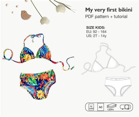 FREE Bikini Pdf Pattern 2T 14Y Bikini Sewing Pattern Etsy