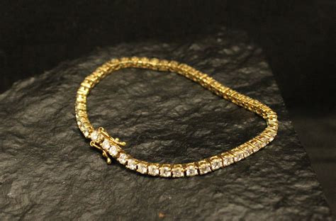 Sterling Silver CZ Tennis Bracelet Gold Plated Sterling Bracelet