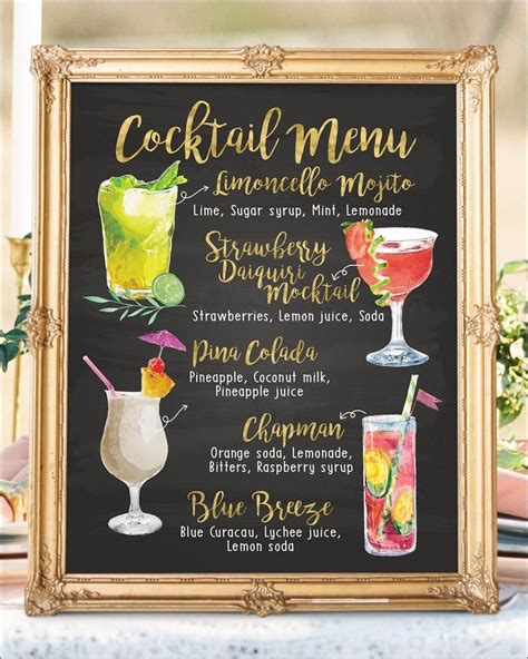 Digital Printable Wedding Bar Menu Sign His And Hers Etsy Wedding Bar Menu Sign Bar Menu