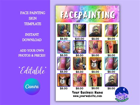 Face Painting Sign Face Painting Sign Template Face Painter - Etsy