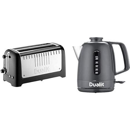 Dualit Slot Long Lite Toaster Black Domus Kettle