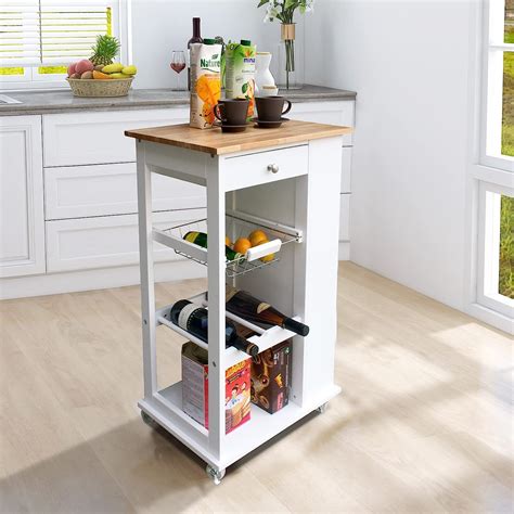 Unovivy Small Kitchen Island With Storage Rolling Kitchen Island With