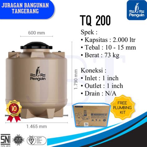 Jual Toren Tangki Air Penguin Underground 2000 Liter TQ 200 Biru