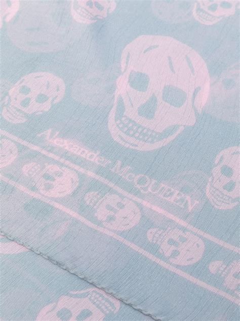 Alexander McQueen Skull Print Silk Scarf Grey FARFETCH UK