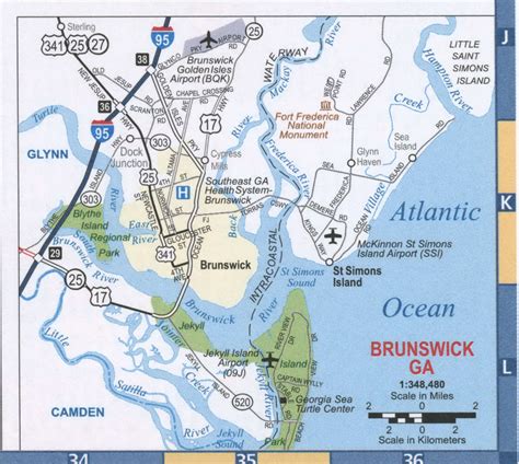 Brunswick Ga Road Map Printable Map Highway Brunswick City Surrounding