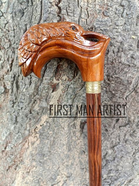 Rare Kingfisher Design Handle Walking Stick Wooden Kingfisher Etsy