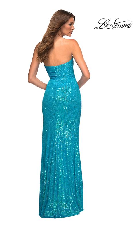 La Femme Strapless Long Sequin Prom Dress Promgirl