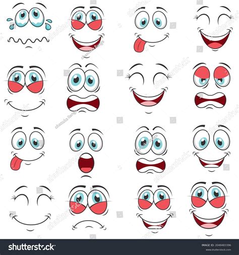 Cartoon Faces Expressions Vector Set Eyes Stock Vector (Royalty Free ...