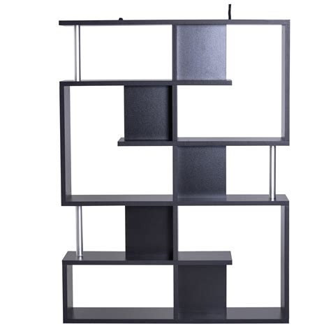 HOMCOM Scaffale Libreria Ad S 5 Ripiani Nero Bianco 120 X 28 6 X 160